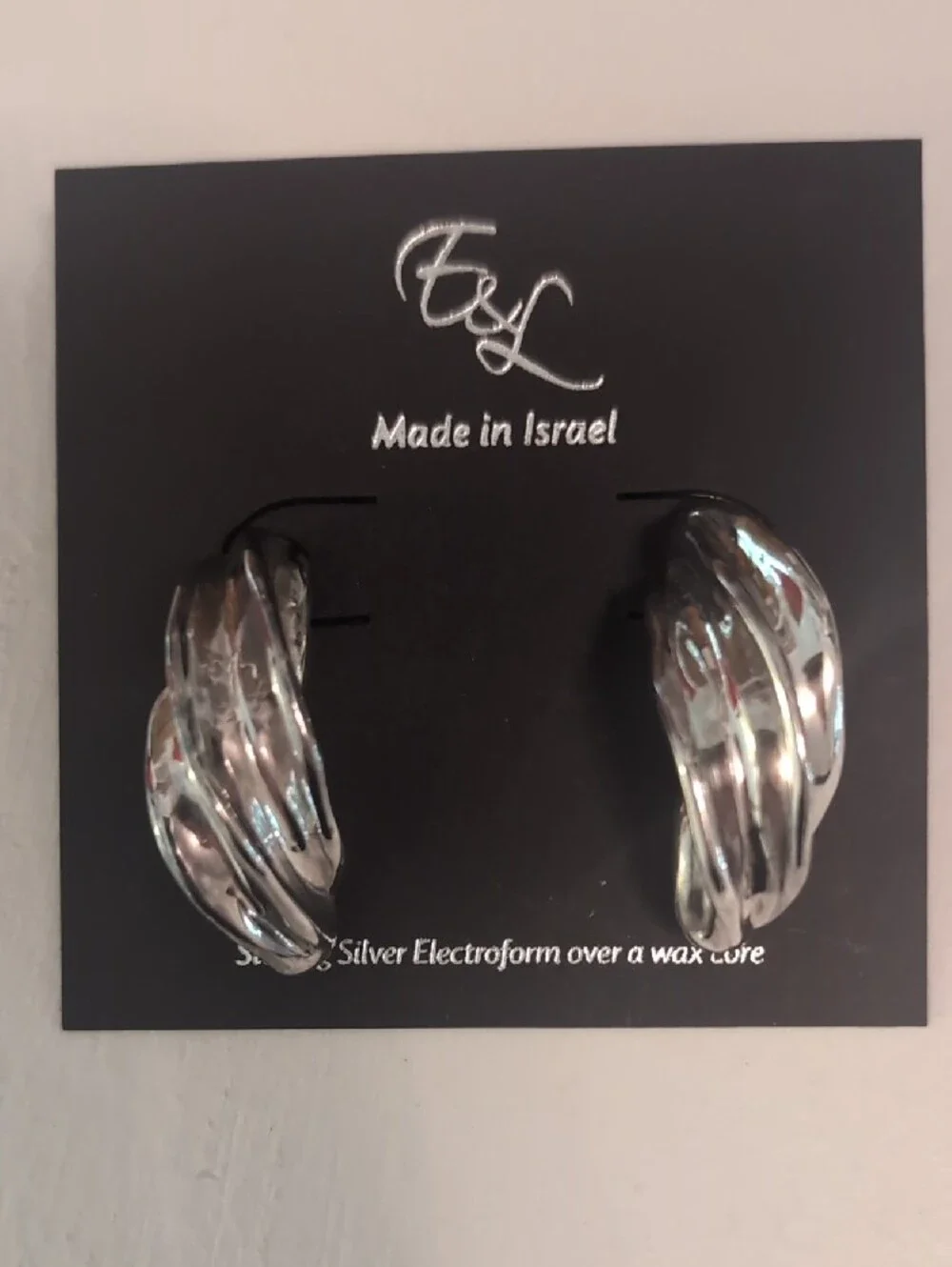 Electroform Silver Twisted Earrings - Silver - Picture 2 of 4